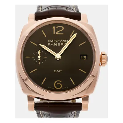 Panerai Brown 18k Rose Gold Radiomir Manual Winding Men's Wristwatch mm