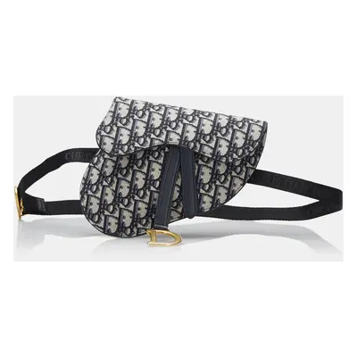 Dior Navy Oblique Canvas Saddle Belt Bag