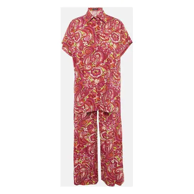 Dolce & Gabbana Pink Floral Print Silk Shirt and Trousers Set