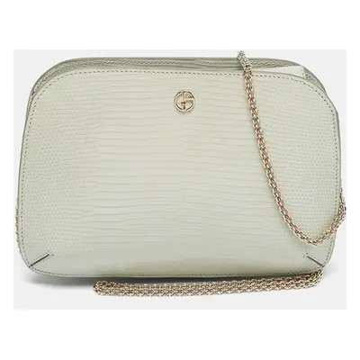 Giorgio Armani Light Green Lizard Chain Clutch