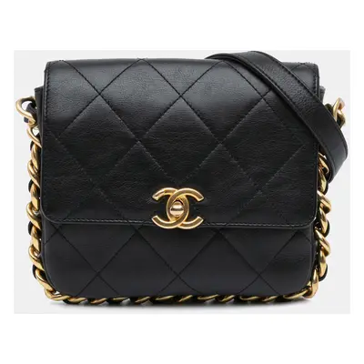 Chanel Black Small Quilted Calfskin Framing Chain Flap