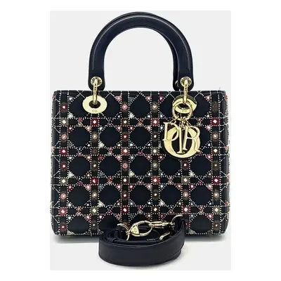 Dior Black Leather Dior Black Lady Medium Bag