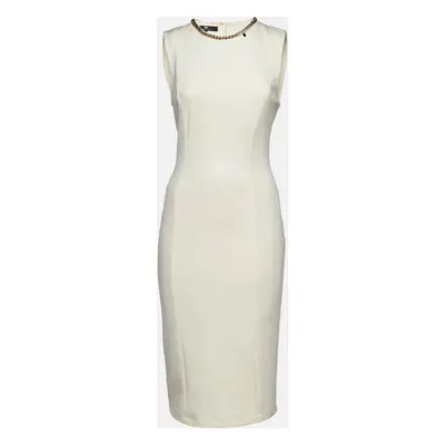 Elisabetta Franchi Cream Jersey Sleeveless Sheath Dress