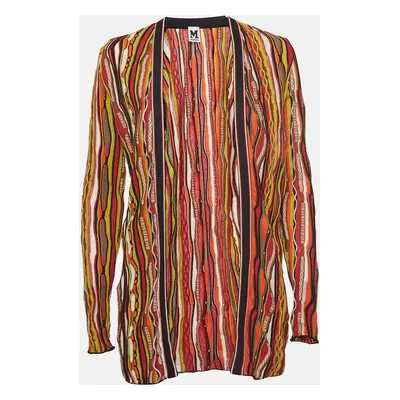 M Missoni Multicolor Striped Knit Open Front Cardigan