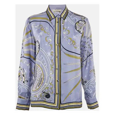 Emilio Pucci Blue Printed Silk Long Sleeve Shirt