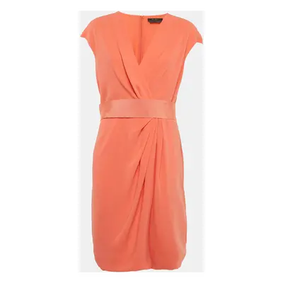 Max Mara Orange Crepe Belted Short Dress