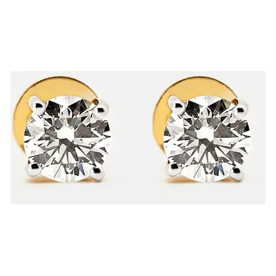 18k Yellow Gold Round Brilliant Cut Lab Grown Diamonds Earrings (Approx 2.00 ct)