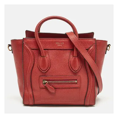 Celine Red Leather Nano Luggage Tote