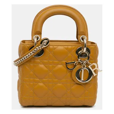 Dior Yellow Mini Lambskin Cannage Lady Dior