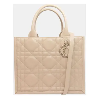 Dior Beige Lambskin Leather Dior Lady Tote Bag