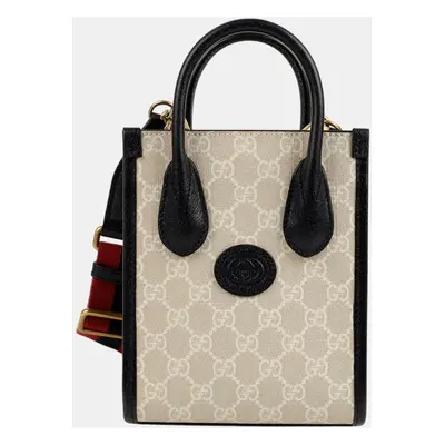 Gucci GG Coated Canvas/Leather Mini Interlocking Tote Crossbody Bag