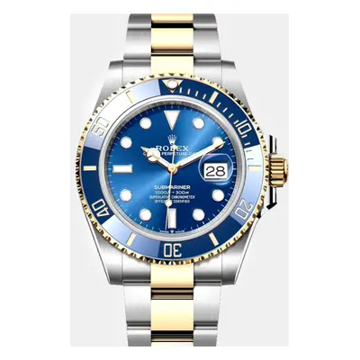 Rolex Blue 18K Yellow Gold Stainless Steel Submariner LB Automatic Men's Wristwatch mm