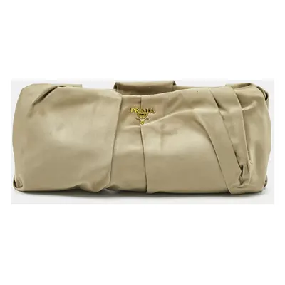 Prada Gold Satin Raso Gathered Clutch