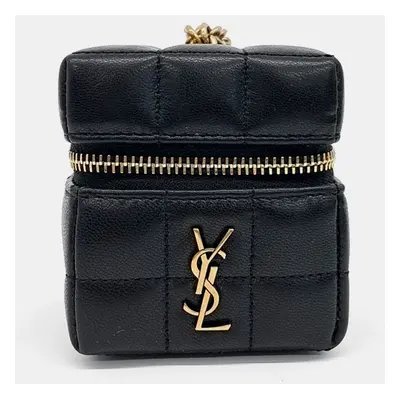 Saint Laurent Paris Black Leather Cassandra Matelasse Carre Mini Cube bag