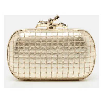 Diane Von Furstenberg Gold Quilted Leather Lytton Minaudiere Clutch