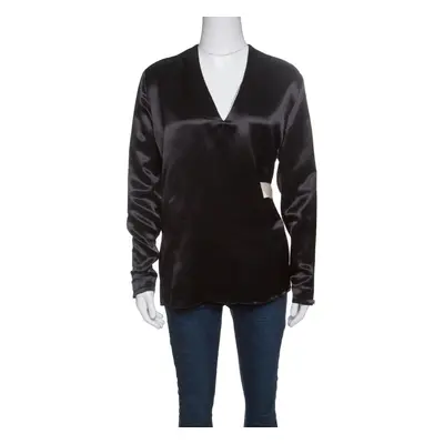 Acne Studios Black Satin Belted Cathay Blouse