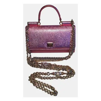 Dolce And Gabbana Pink Sicily Von Wallet Cell Phone Clutch