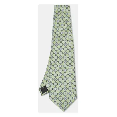 Dior Green Vintage Floral Jacquard Silk Traditional Tie