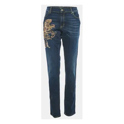 Versace Jeans Navy Blue Studded Denim Skinny Jeans Waist 33"