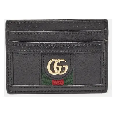 Gucci Black Leather Ophidia Web Card Holder