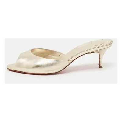 Christian Louboutin Metallic Gold Leather Me Dolly Slide Sandals Size 37.5