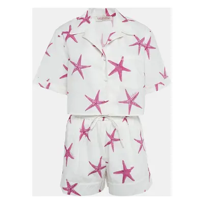 Valentino White Star Fish Print Cotton Shirts and Shorts Set