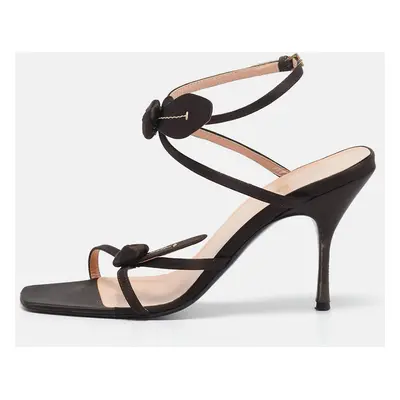 Prada Brown Satin Ankle Strap Sandals Size