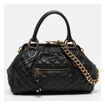 Marc Jacobs Black Quilted Leather Stam Satchel