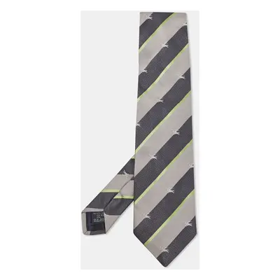 Burberry Grey Diagonal Striped Silk Tie