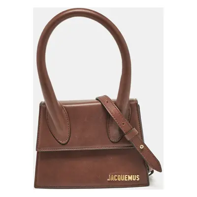 Jacquemus Brown Leather Le Chiquito Moyen Top Handle Bag