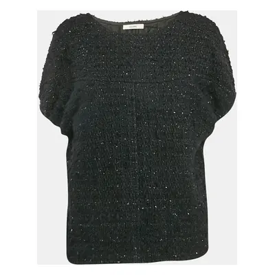 Celine Black Wool Blend Tweed Cape