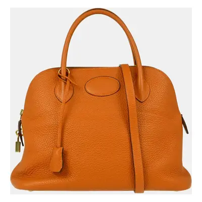 Hermes Orange Taurillon Clemence Leather Bolide Handbag