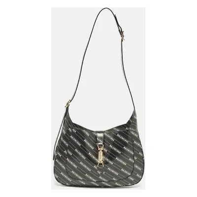 Gucci x Balenciaga Black/White Leather Medium The Hacker Project Jackie Hobo