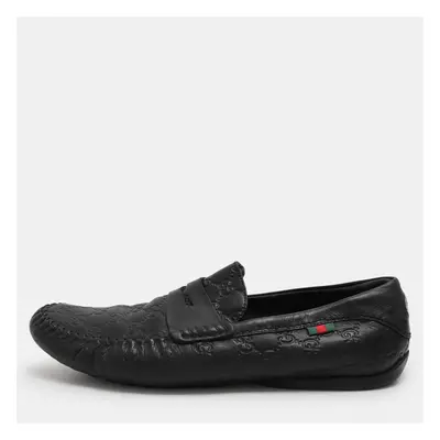 Gucci Black Guccissima Leather Loafers Size