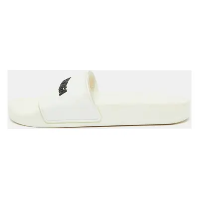 Balenciaga White Rubber Logo Pool Slides Size