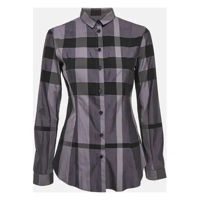 Burberry London Multicolor/Purple Tartan Check Cotton Button Front Shirt