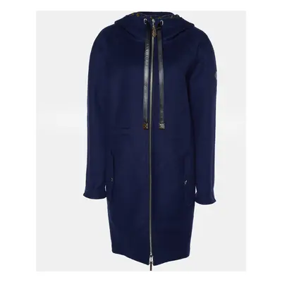 Louis Vuitton Navy Blue Monogram Wool Zip-Up Hooded Coat