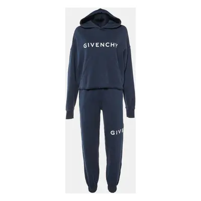 Givenchy Navy Blue Logo Print Cotton Hoodie & Trousers Set