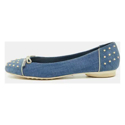 Tod's Blue Denim and Suede Dew Ballet Flats Size