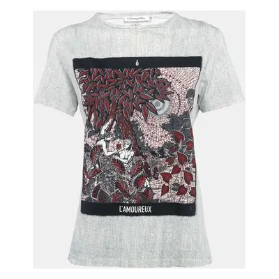 Dior White L'Amoureux Print Cotton T-Shirt