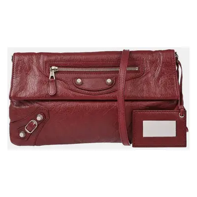 Balenciaga Red Leather Envelope Clutch