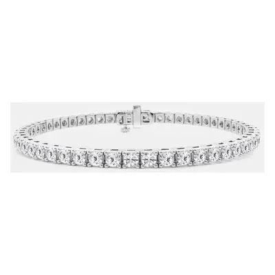 14K White Gold Round Lab Grown Diamond Four Prong Box Tennis Bracelet (8 ctw)