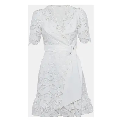 Sandro White Lace Belted Mini Dress