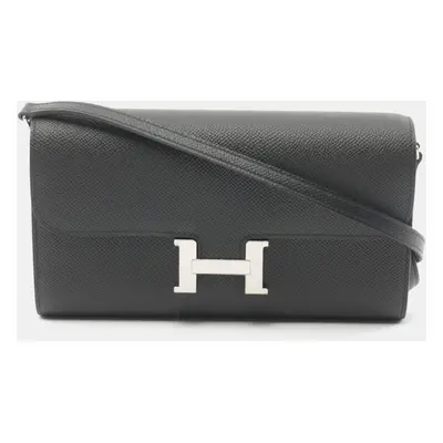 Hermes Black Epsom Leather Constance Long To-Go Shoulder Bag