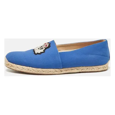 Christian Louboutin Blue Canvas Nanou Orlato Slip On Espadrille Size