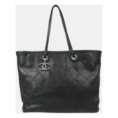 Chanel Black Calfskin Shopping Fever Tote Bag