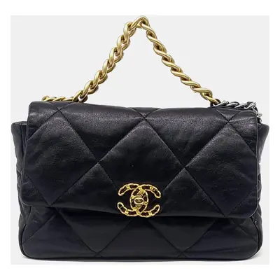 Chanel Black Leather Large Flap Bag