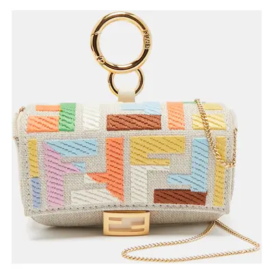 Fendi Multicolor Zucca Canvas Nano Baguette Charm Bag