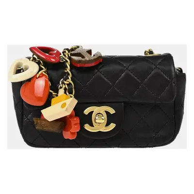 Chanel Black Lambskin Single Flap Shoulder Bag