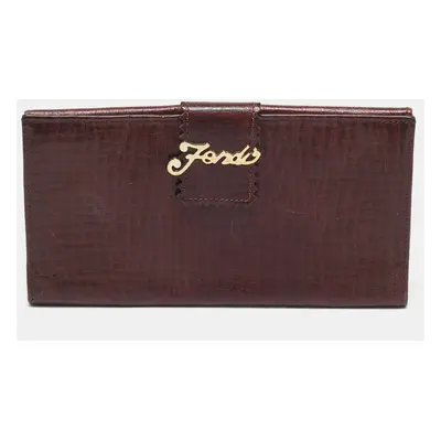 Fendi Brown Leather Flap Continental Wallet